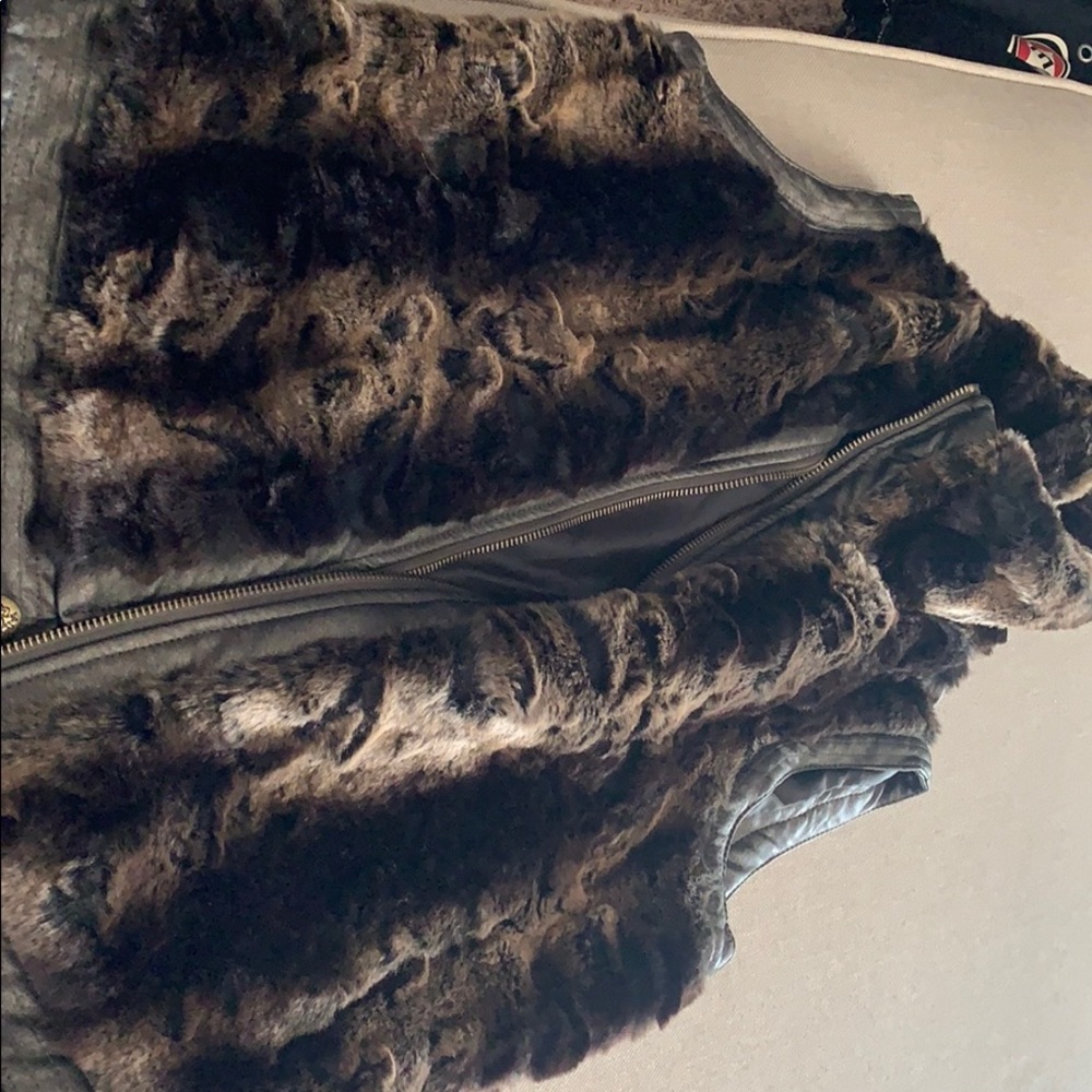 Dress Barn Leather and Faux Fur Vest